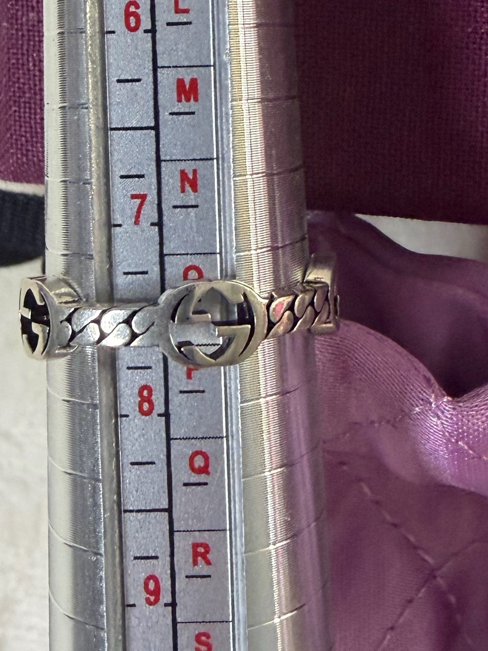 Gucci Sterling Silver Interlocking G Braided Ring - Sz 7.5